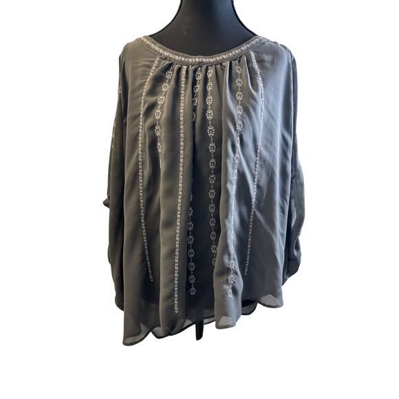 Cecico Gray And Cream Oversized Blouse Large - Picture 1 of 8